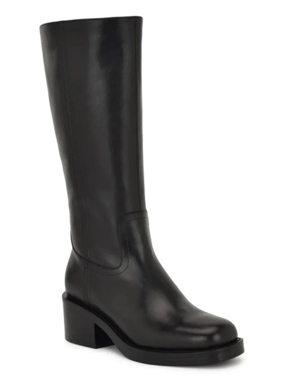 Nine West Broklyn Leather Knee High Riding Boots Black Size 8.5 NWT
